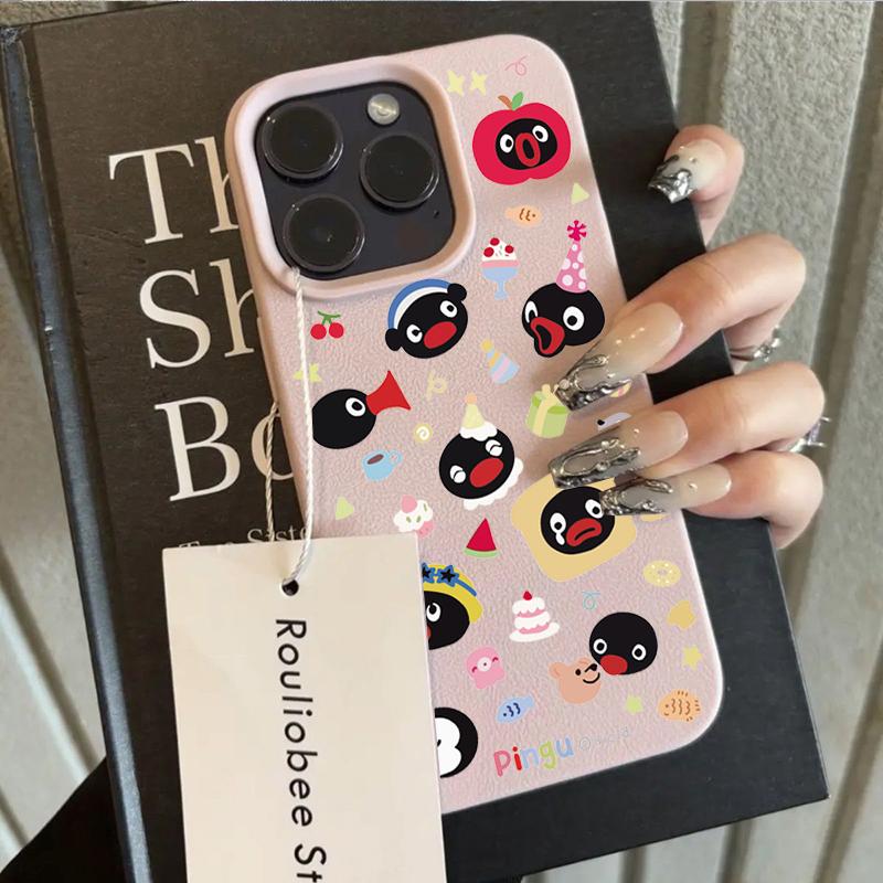 Case For Redmi Note 14 4G 13 12 PRO 5G Plus 11S 13C 14C 12C 12 13 A5 A3 Bracelet Chain Cute Pingu PU Leather Cover