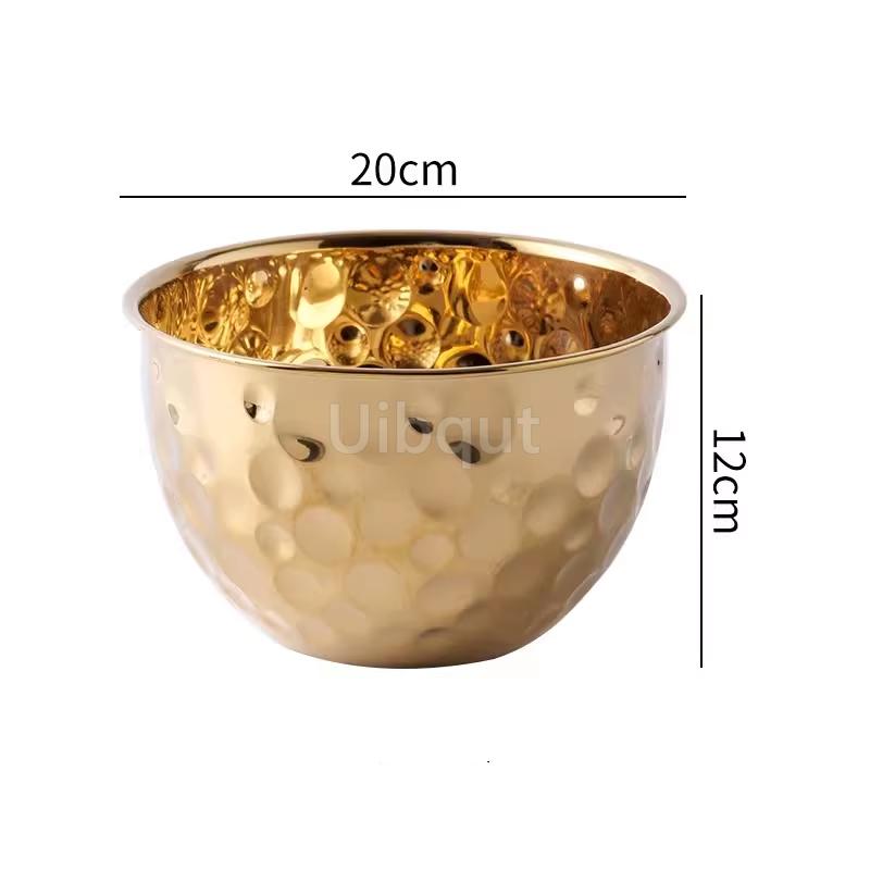 Gold /Silver Stainless Steel Hammer Point Fruit Bowl Salad Plate Egg Pot round Baking Mixing Cooking Bowl CreativeDecoration