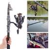 Rod and Reel 1.8-3.3m Carbon Telescopic Fishing Rod with Spinning Reel Sea Saltwater Freshwater Kits