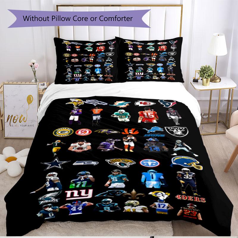 3-teiliges Bettbezug-Set (1 * Bettbezug + 2 * Kissenbezug, ohne Kern), NFL Print Weiches All-Season Bettwäscheset, Heim Schlafzimmer Dekor Geschenk