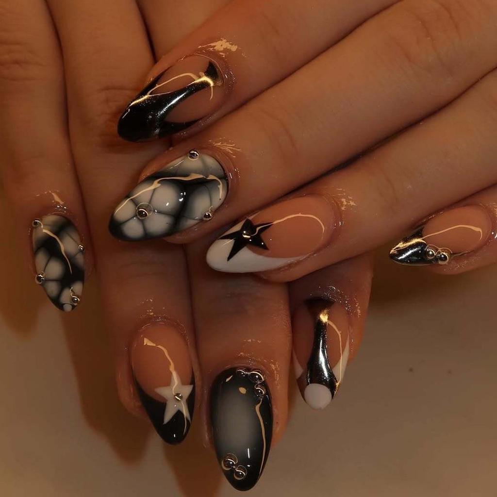 High-End French Almond Press-On Nails - Medium-Long, Stylish & Elegant