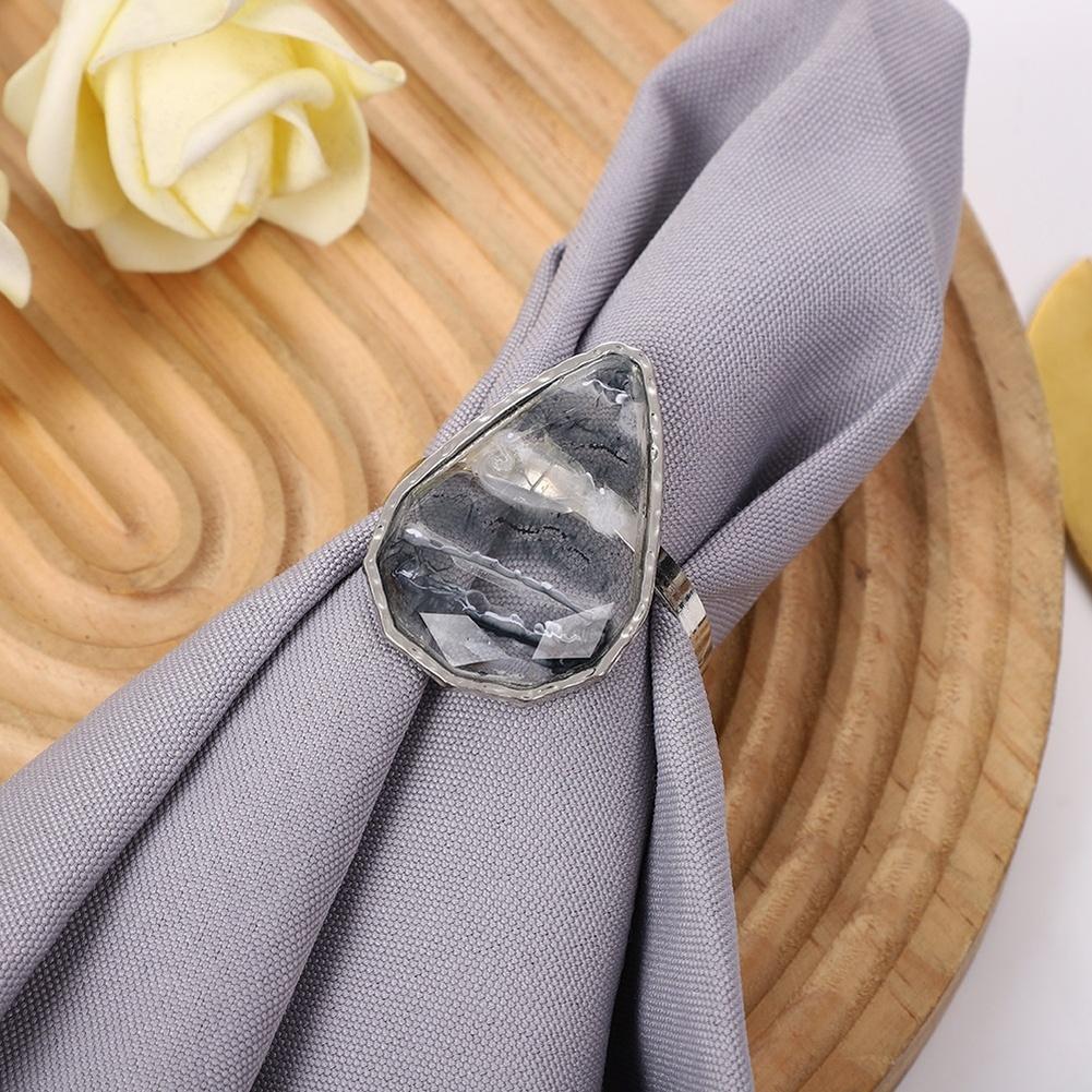 Stone Texture Metal Napkin Rings with European Style Suitable for Hotel and Restaurant Dining Tables Set of 6 Rings