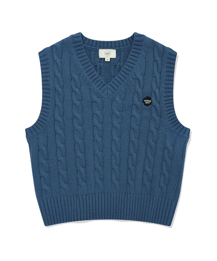 COVERNAT WOMAN Cable Knit Vest Blue