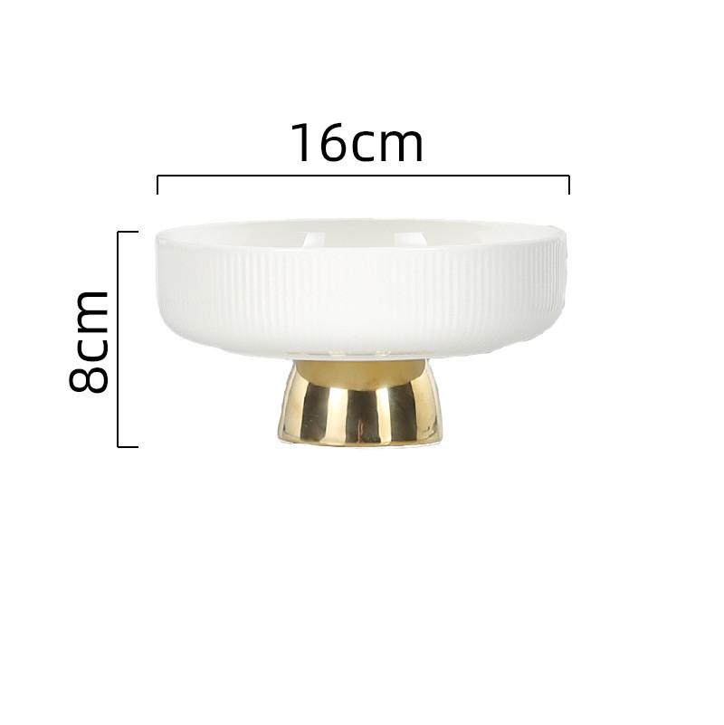 

Color Stripe High Foot Shape Ceramic Plate Living Room Fruit Plate Dessert Bowl Snacks Dishes Home Furnishing Trinket Dish