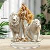 Statue décorative angélique et de lion inspirante en acrylique, adaptée à la décoration de la maison et de la cuisine, un ornement de bureau polyvalent, le choix parfait pour Holi