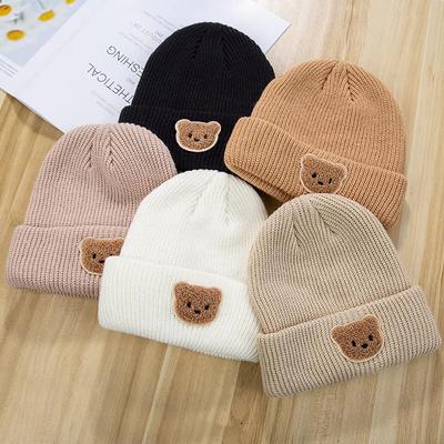 Cute Cartoon Bear Knitted Baby Hat Soft Warm Crochet Infant Toddler Beanie Kids Boys Girls Autumn Winter Pullover Cap