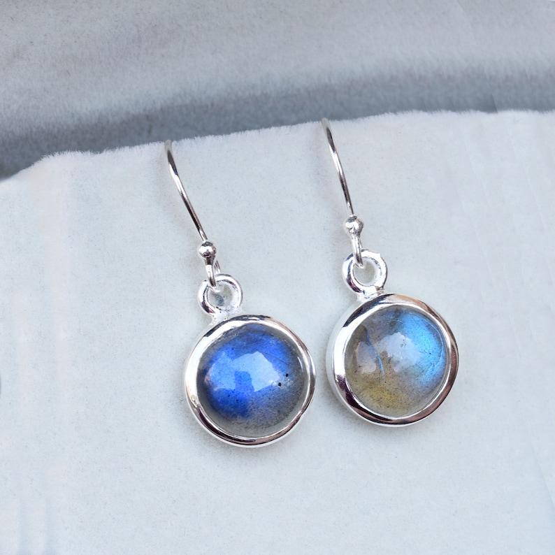

Natural Labradorite Gemstone Solid 925 Sterling Silver Women Dangler Earring Gift For Her Statement Jewelry