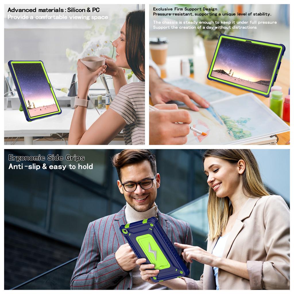 For Samsung Galaxy Tab A9+ Case Kickstand PC + Silicone Tablet Cover with Shoulder Strap