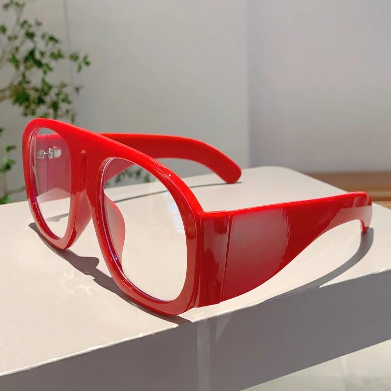 Oversized Round Glasses Women New Blue Light Blocking Eyewear Ins Trendy Brand Design Non-prescription Eyeglasses