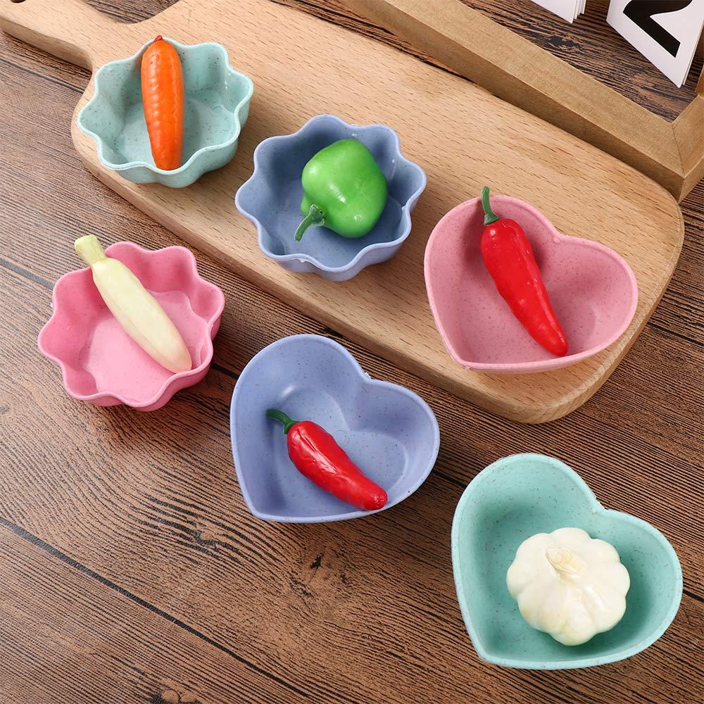 Wheat Straw+PP Material Heart,Flower Shape Tableware Mini Bowls Kitchen Supplies Seasoning Dish