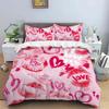 Valentine's Day Heart bedding set, skin friendly, warm, comfortable, warm pink surface, red lip print with a heart pattern