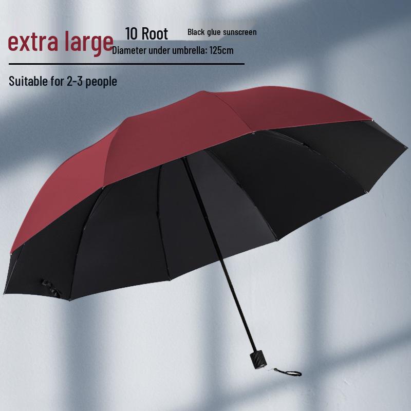 Extra Large Folding Umbrella for Two or Three People - Dual-Use for Sun and Rain with Sunscreen Sunshade