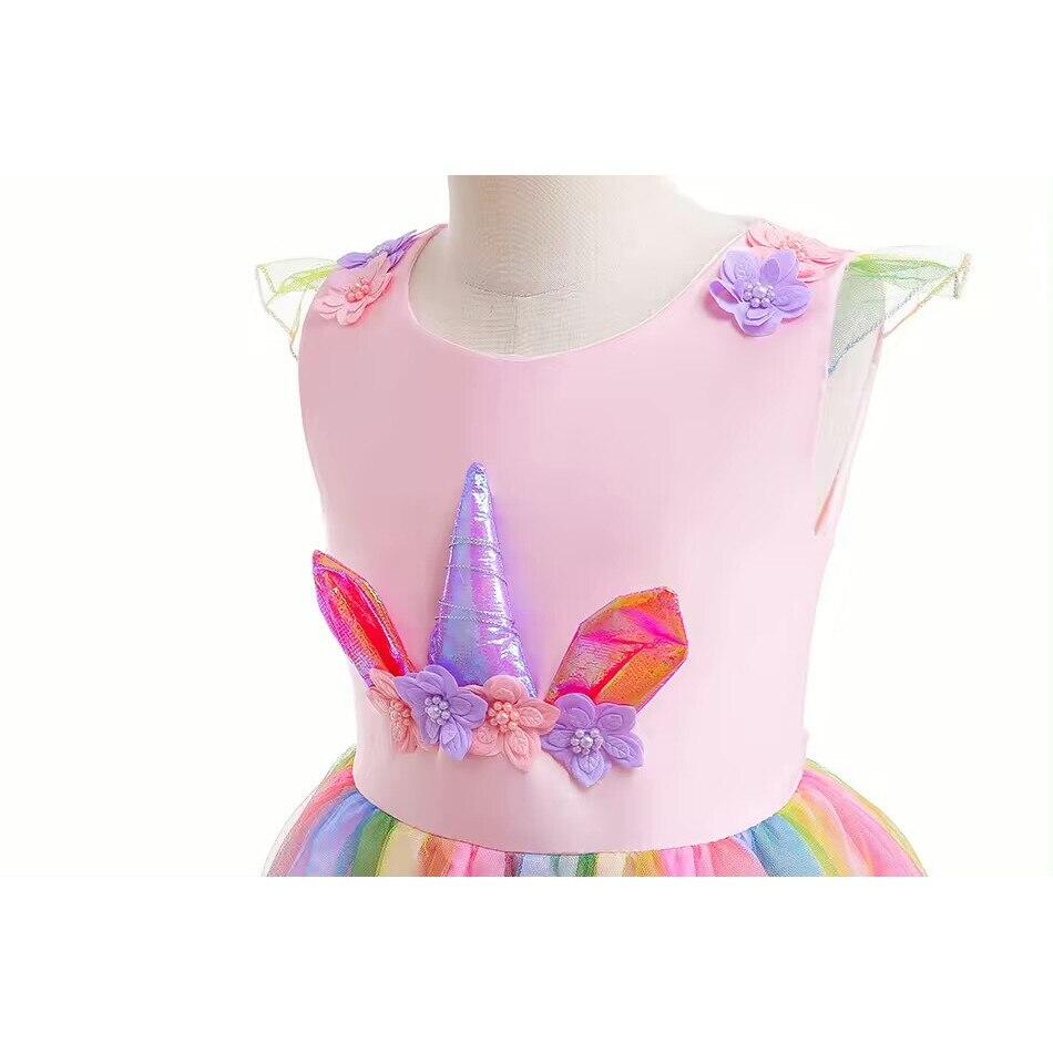 Unicorn for Girls Set with Headband and Necklace, Premium Fabric, 5-6 Years, 130 Cm, Pink