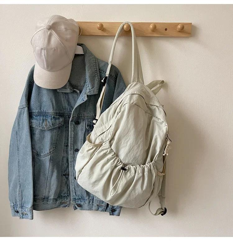 

Повседневный рюкзак для женщин, большой емкости, модный, для школьников, плиссированный, тканевая сумка, корейский дорожный рюкзак