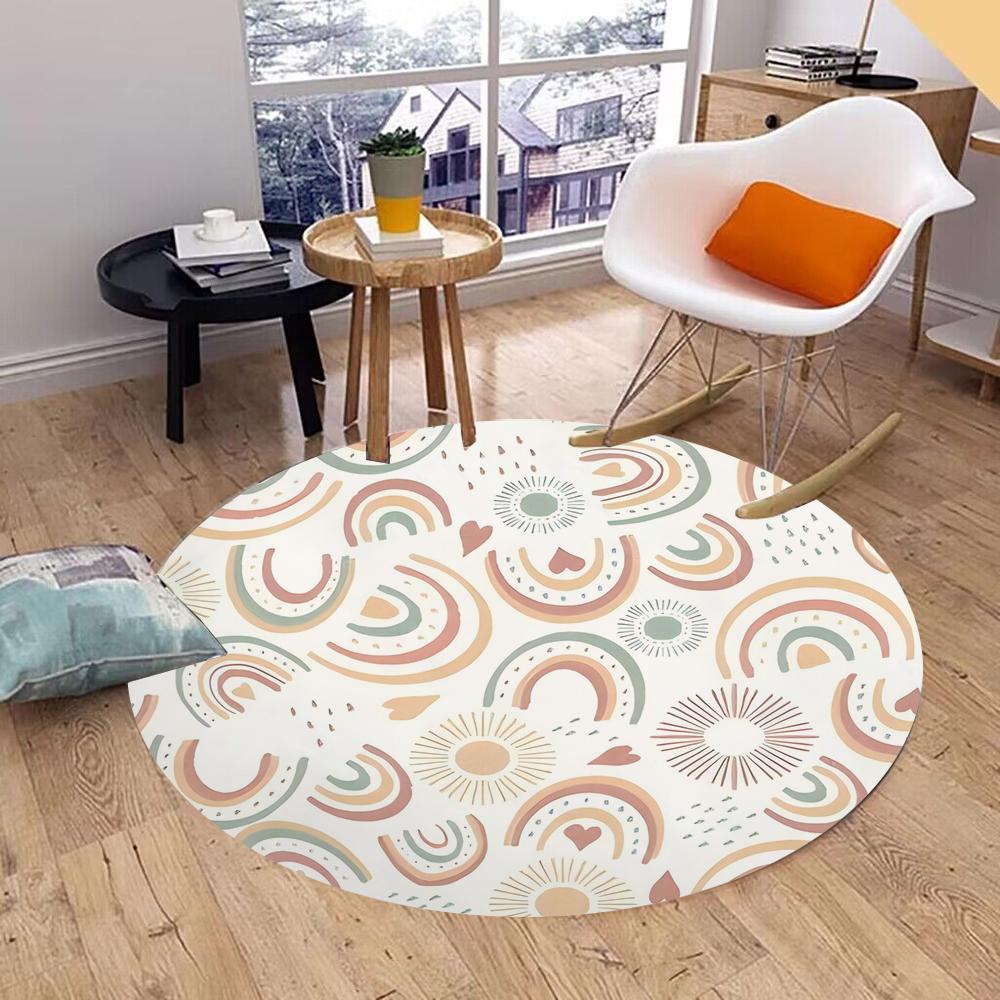 Round Rug – Washable  Fun Floor Mat for Kids Room, Bedroom or Living Room, Ideal Under Swivel Chairs
