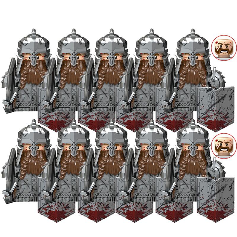 Mittelalter Herr der Ringe Durins Volk Zwergenkrieger Antike Militärsoldaten Figuren Ausrüstung Waffe Bausteine Spielzeug