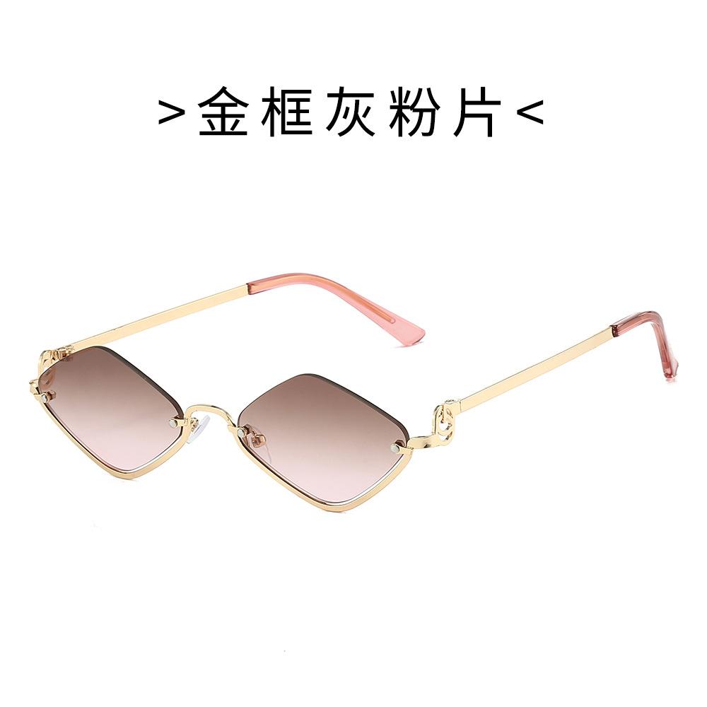 Stylish Metal Semi Frame Sunglasses for Women Men Diamond Shaped Half Cut Shades Beach Sun Protection