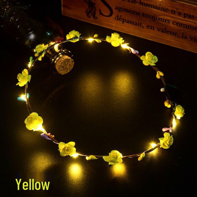 LED Luminous Flower Garland Headdress - Ten Lights, Ten Flowers, Children's Night Market Toy