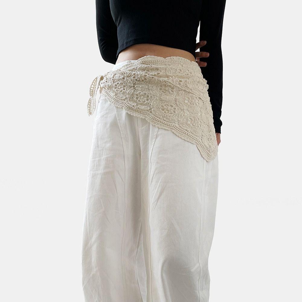 White Lace Shawl Fake Collar Hip Scarf Simple Flower Scarves  Female