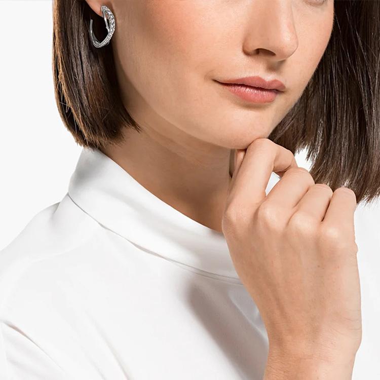 Swarovski Twist Rhodinierte Ohrstecker Ohrringe für Damen Weiß 5563908