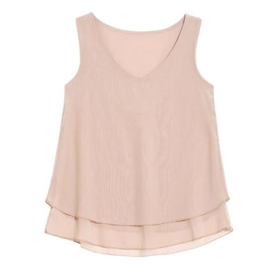Ärmelloses Träger-Top für Damen mit V-Ausschnitt, doppellagig, locker bauchbedeckend, neues hochwertiges Chiffon-Basisshirt
