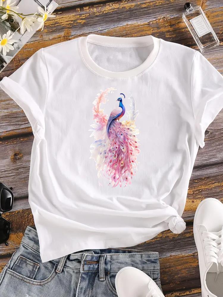 (Asian Size) Watercolor Cute 90s Lady Female Top Printed Women Casual T Shirt Fashion Graphic Short Sleeve T-shirts Tee Clothing