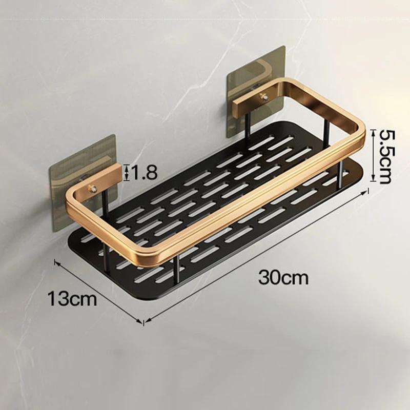 Wall-Mounted No-Drill Bathroom Storage Shelf Adhesive Organizer for Toilet Shower and Countertop Toothbrush Space-Saving