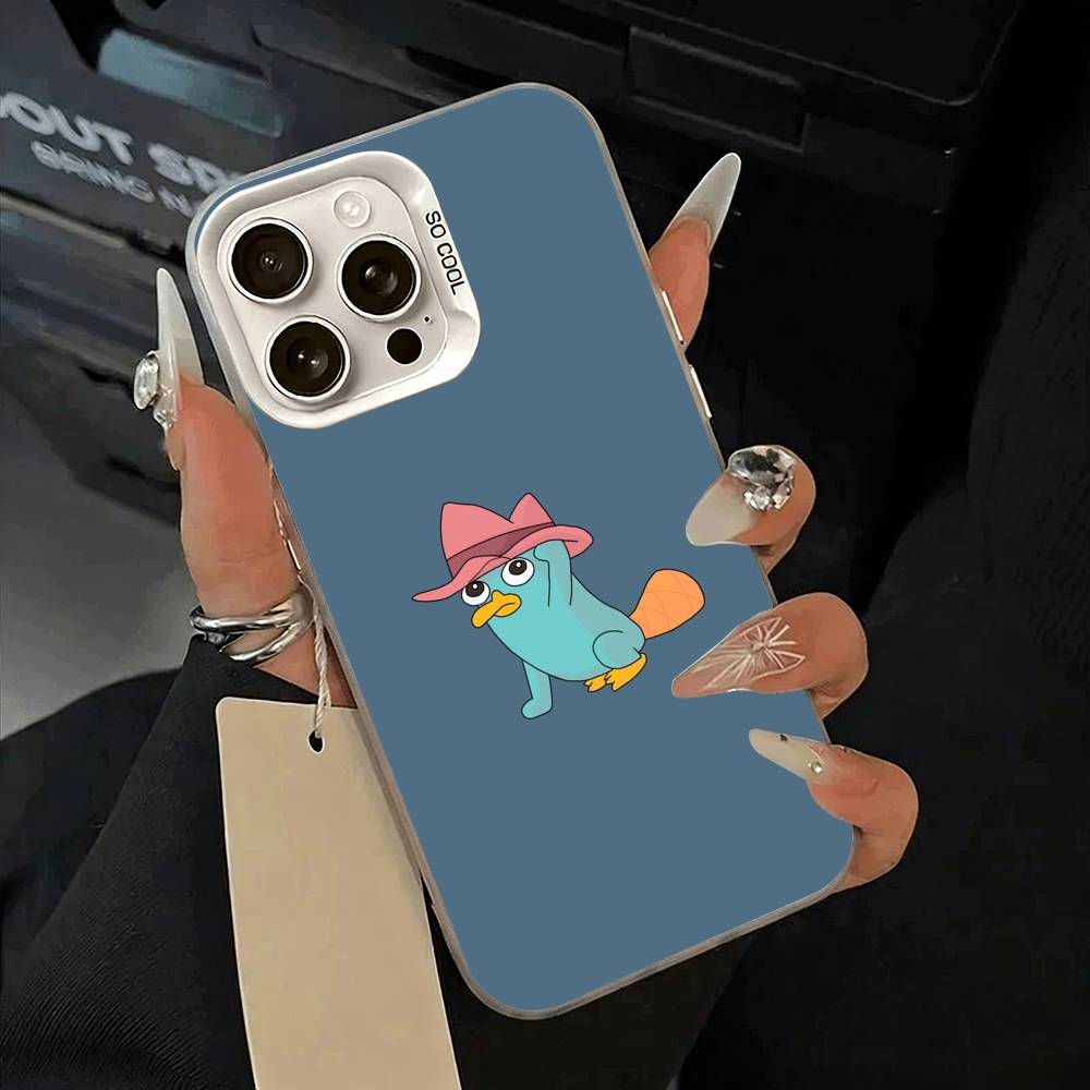 P-Perry The P-Platypus Phone Case For iPhone 17,16,15,14,13,12,11 Plus,Pro Max,XS,white silver phone case