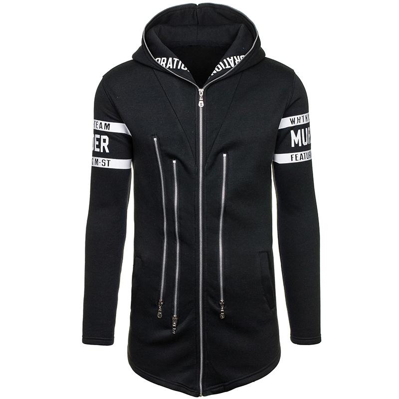 

Мужское худи слим на молнии, с карманом, с принтом, толстовка, пальто, куртка, верхняя одежда, топ, свитер Tag 2XL=US L чёрный