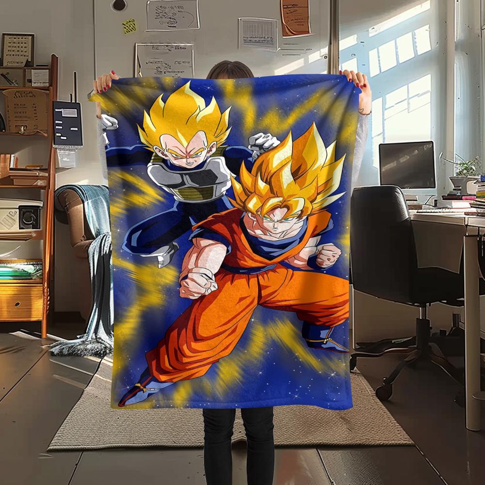 Coperta in Flanella con Stampa Personaggi Dragon Ball, Alta qualità Confortevole per Tutte le Stagioni, Arredamento per la Casa, Calore e Comfort, Perfetta per Regali di Natale