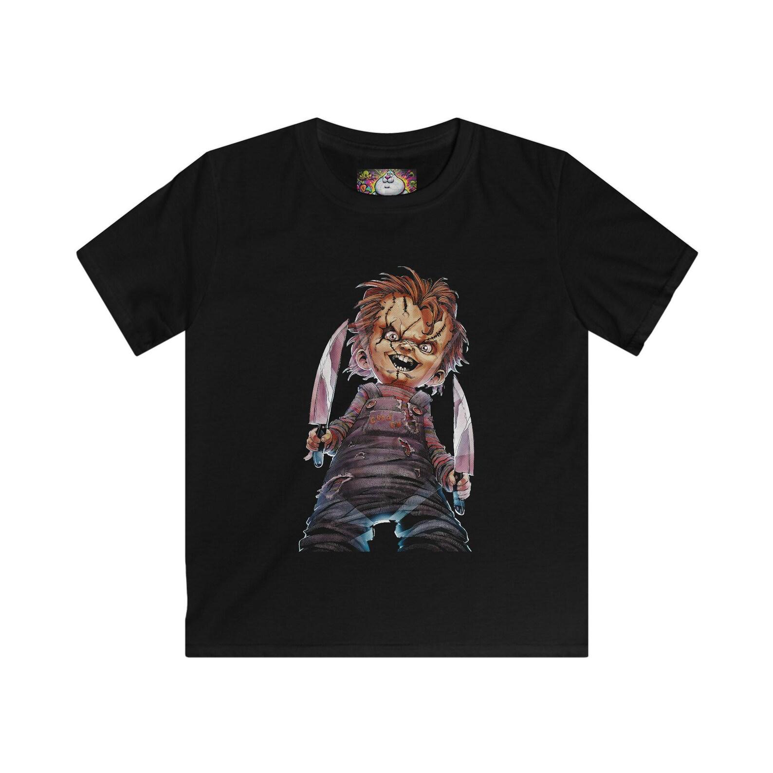 Chucky Doll Illustration Kids Tee | Horror Movie Knife Character 160