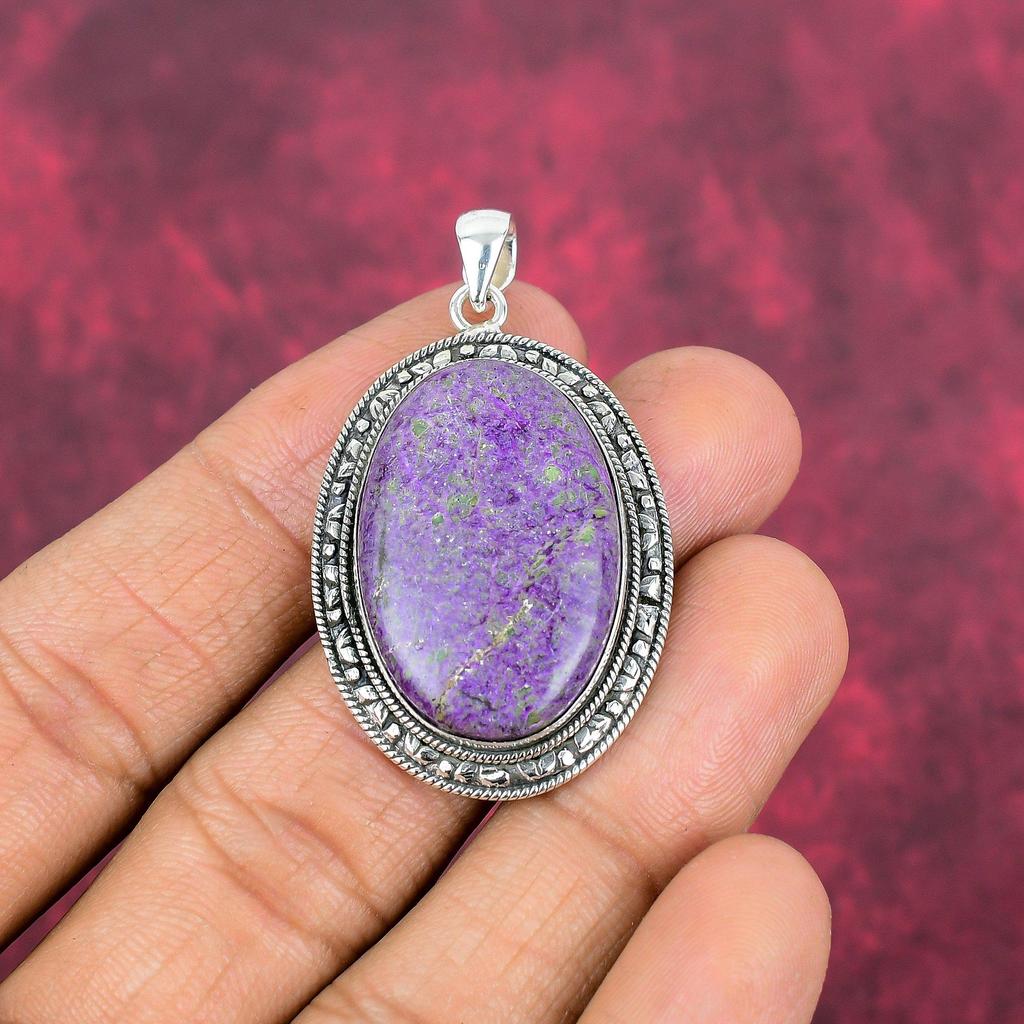 Pendentif en purpurite, bijou en argent sterling 925 massif, fait main, pour le Memorial Day