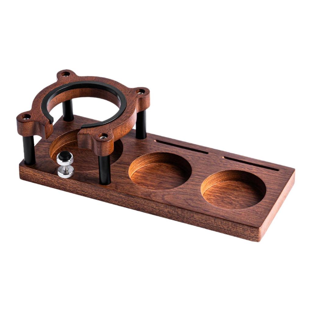 Espresso Tamping Station Countertop Coffee Tamper Stand and Portafilter Holder Espresso Tamp Tool Wooden Coffee Tamper Holder