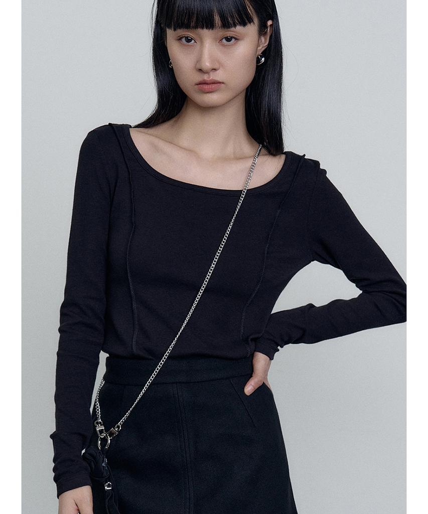 MAKE A TOAST Angora Long Sleeve T-Shirt Black Mbefto008Bk