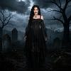 Women's Chiffon Off-Shoulder Gothic Dress with Butterfly Sleeves, Asymmetric Hem for Halloween
