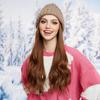 ALAN EATON Hut Perücken Kappe Lange braune gewellte Perücke Connect Winter Strickmütze Mütze Hitzebeständige Haarteile Haarverlängerungen