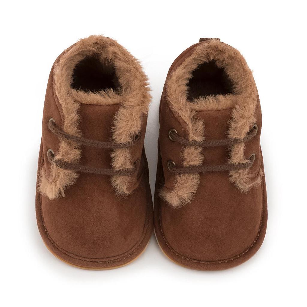 Autumn/Winter Baby Walker Shoes - Warm Velvet, Non-slip Rubber Sole, Cozy Cotton