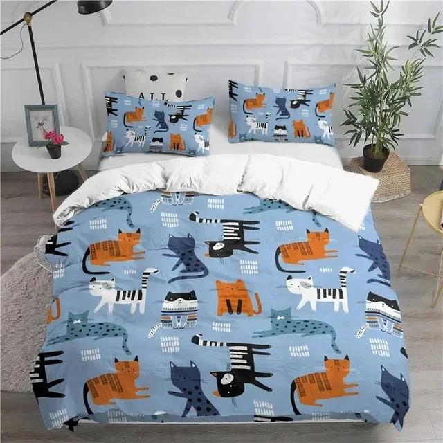 Cartoon Beddengoed Set Leuke Katten Comfortabele Dekbedhoes Kussensloop Beddengoed Set Kinderkamer Decoratie Huis Textiel