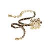 Double C Square Leather Hollow Flower Rhinestone Double C Metal Necklace Women Necklace Gold ABB326-B13558-NQ115