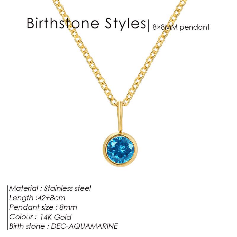 European & American Luxury Colorful Rhinestone Pendant Necklace - December Birthstone Stainless Steel Jewelry