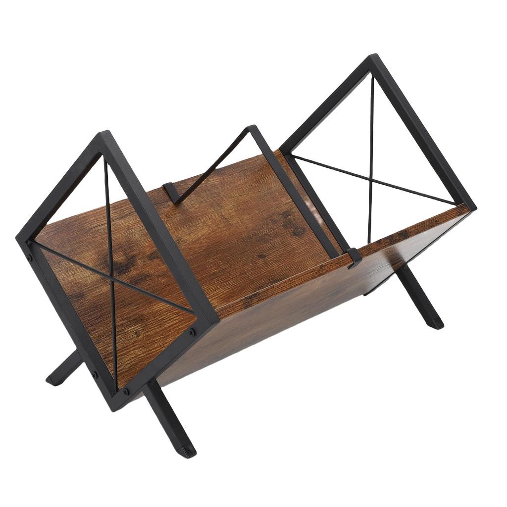 Record Storage Rack Holder Albums Music Records Display Shelf   for Book Magazine   Wood Iron