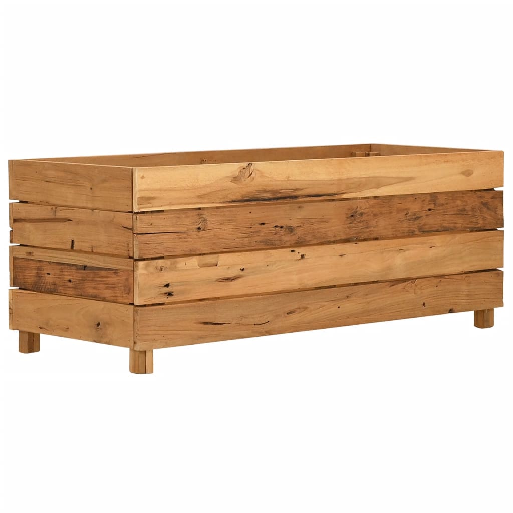 Raised Garden Bed 100 X 40 X 38 Cm Reclaimed Teak Wood and Steel