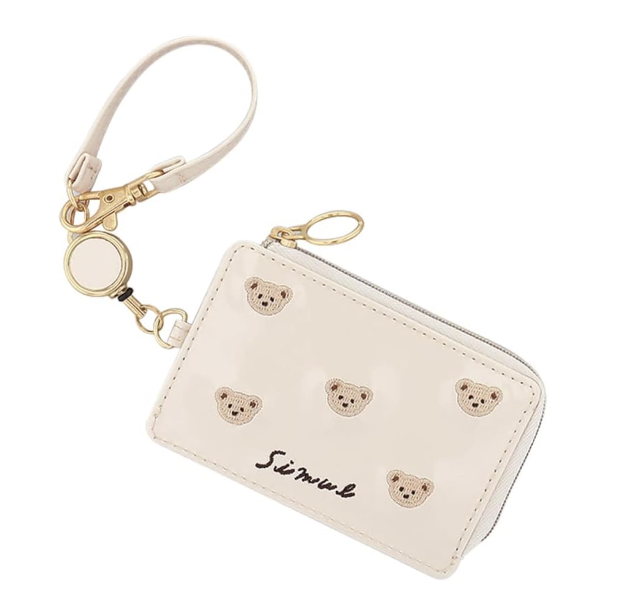 [FLOWERING] Pass Case (with Reel) Teddy Bear GPC0049-IV (Ivory)