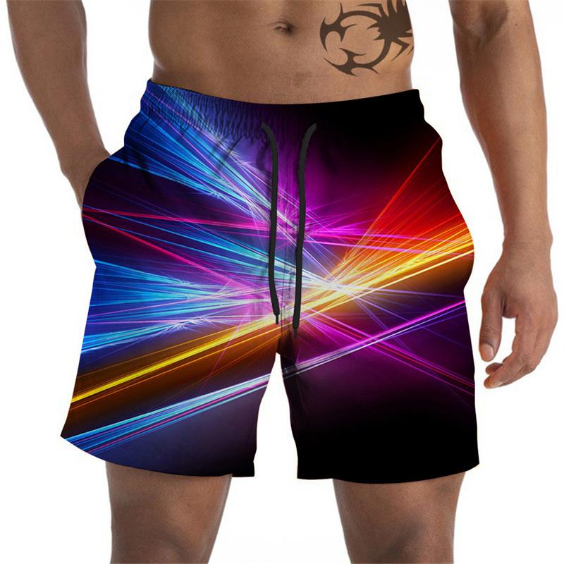 Artistic Pigments Graphic Beach Shorts For Men Colorful Printed Board Shorts Summer Short Pants Loose Swim Trunks