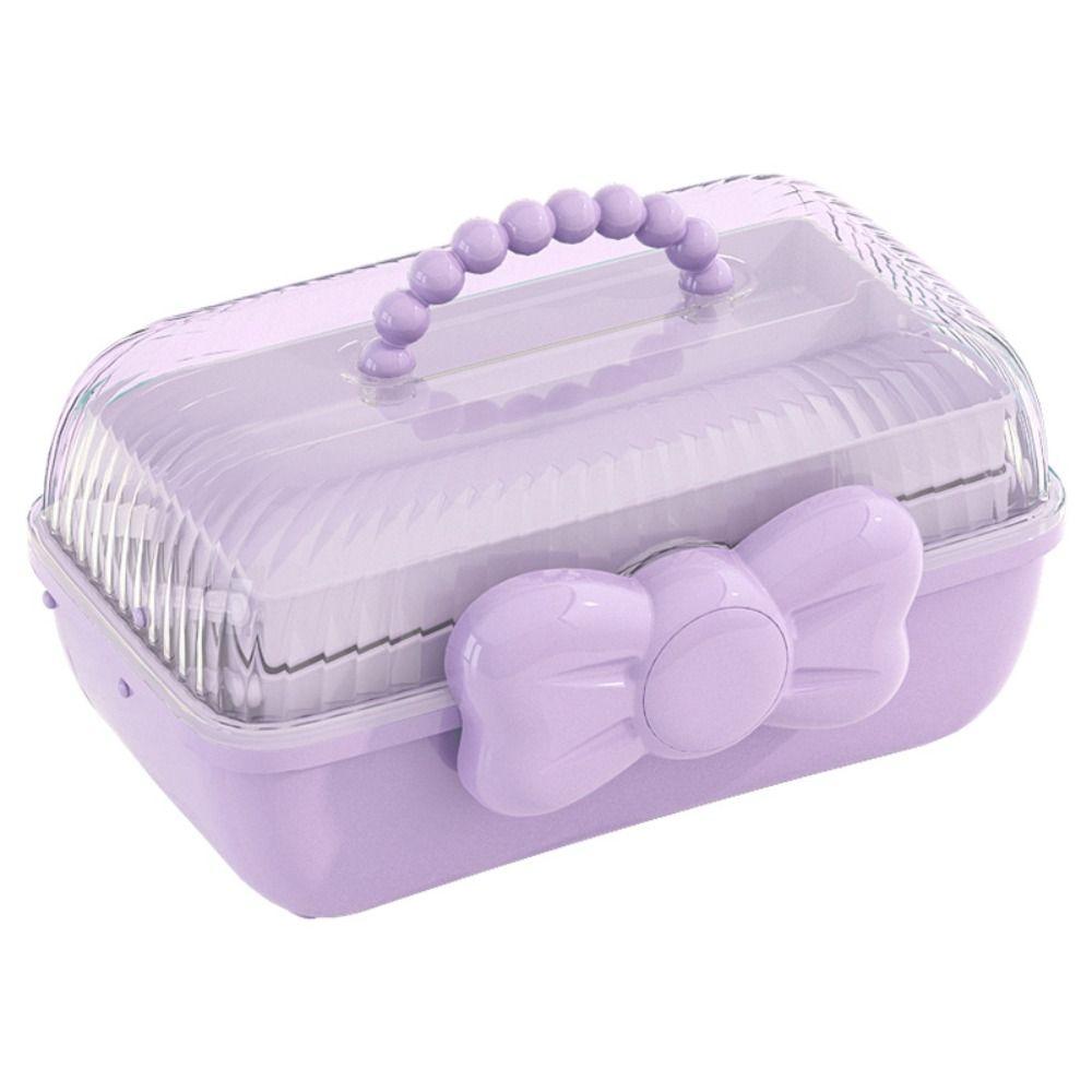 3Layer Jewelry Hair Accessories Storage Box Clear Practical Bowknot Rabbit Organizer Plastic Stackable Display Collection Case