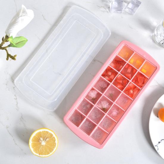 Ice Cube Tray with Lid 21-Cavity Large Square Silicone Ice Cube Mold Food-Grade Easy-Release Spill Proof Ice Cube Maker for Freezer