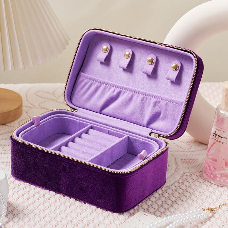 Leather Jewelry Box With Soft Double Layer Storage For Travel And Gift Use
