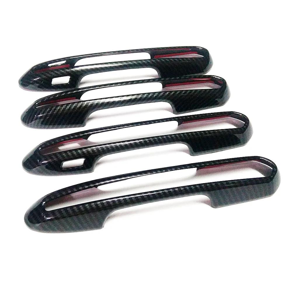 Carbon Fiber Printed For Toyota Rav4 RAV 4 2019-2024 Exterior Side Door Handle Cover Moulding Chrome Door Bowl Trim Frame Bezel