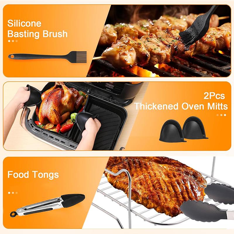 Set di Stampi in Silicone/Griglie/Utensili per Friggitrice ad Aria per Ninja Double Stack XL/Foodi SL400EU, AF300EU/AF400EU 7.5L-9.5L