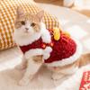 New Chinese Style Pets Coats Thicken Warm Pet Sweatshirt Anti-static Red Cat Pullover New Year
